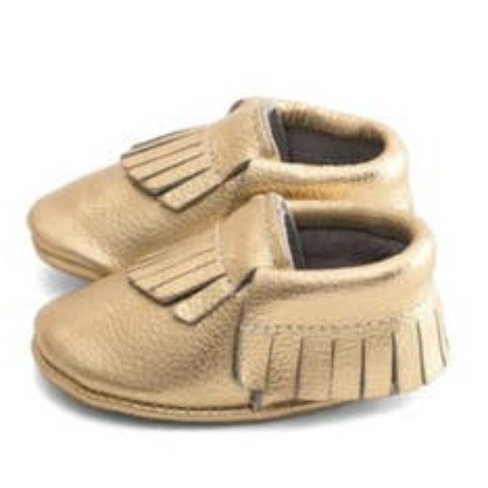 Gold Fringe Baby Moccasins